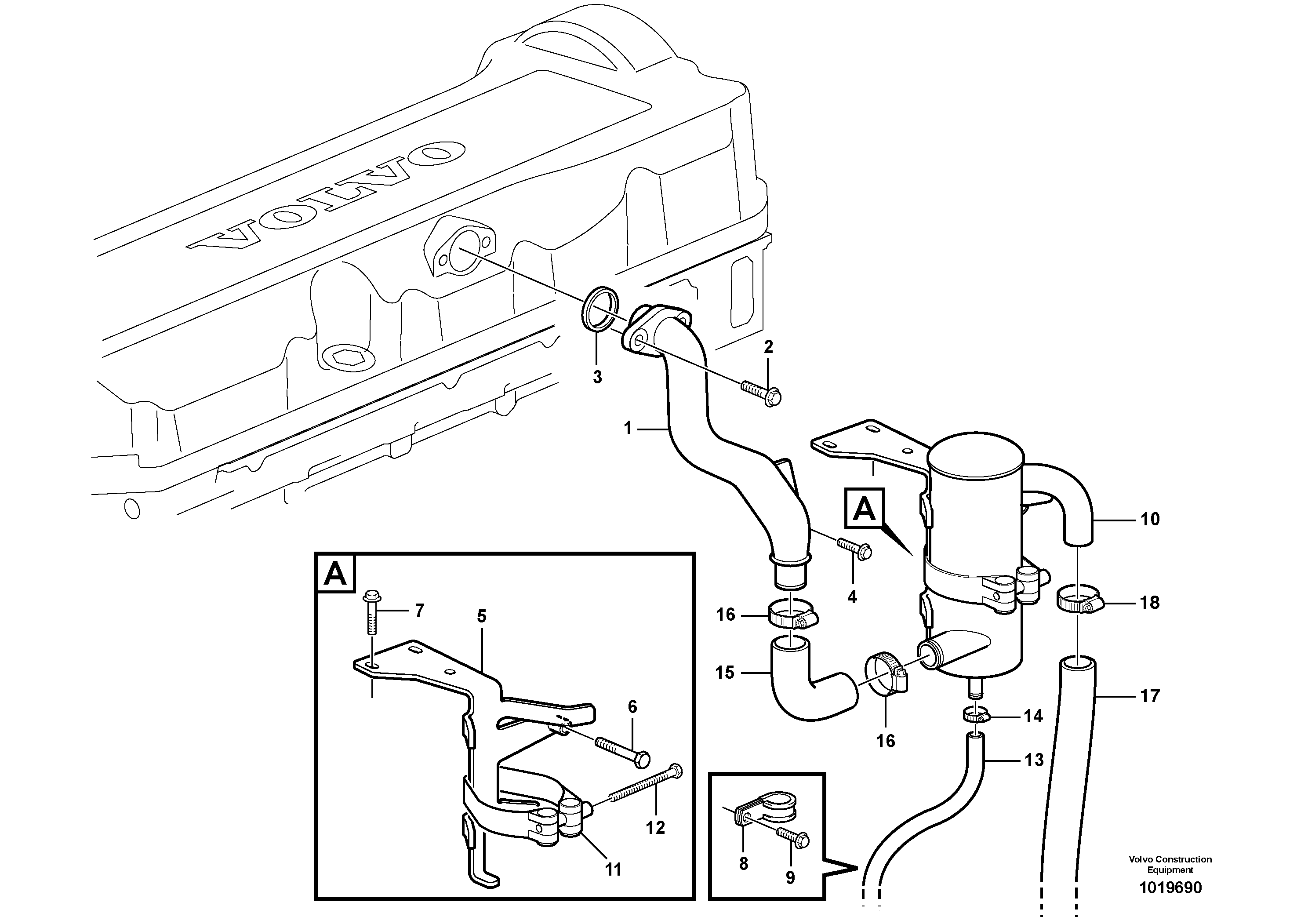 Схема запчастей Volvo G900 MODELS S/N 39300 - - 78075 Crankcase ventilation - D9 