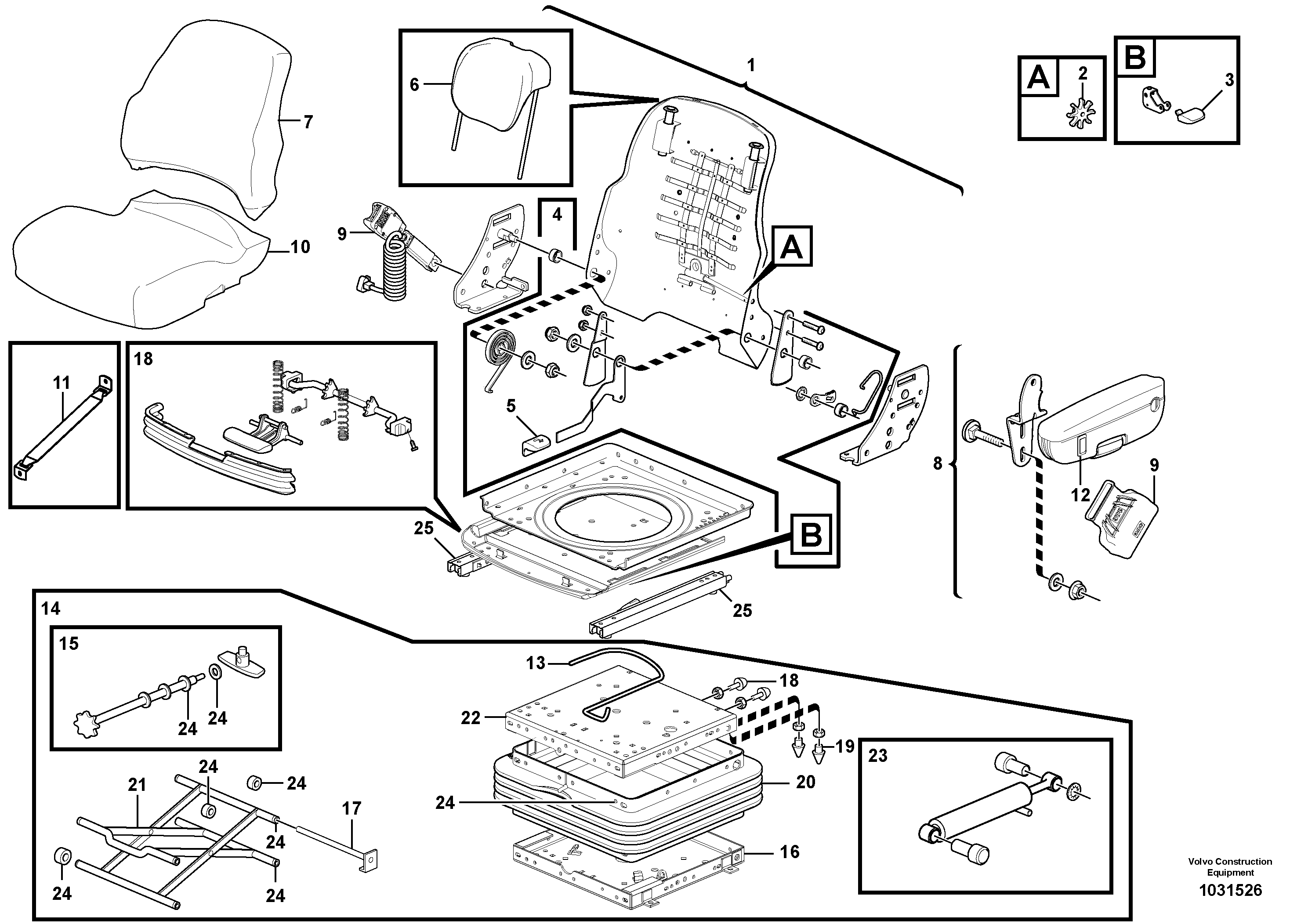 Схема запчастей Volvo G900 MODELS S/N 39300 - - 1623 Mechanical Suspension Seat Assembly - Eu 