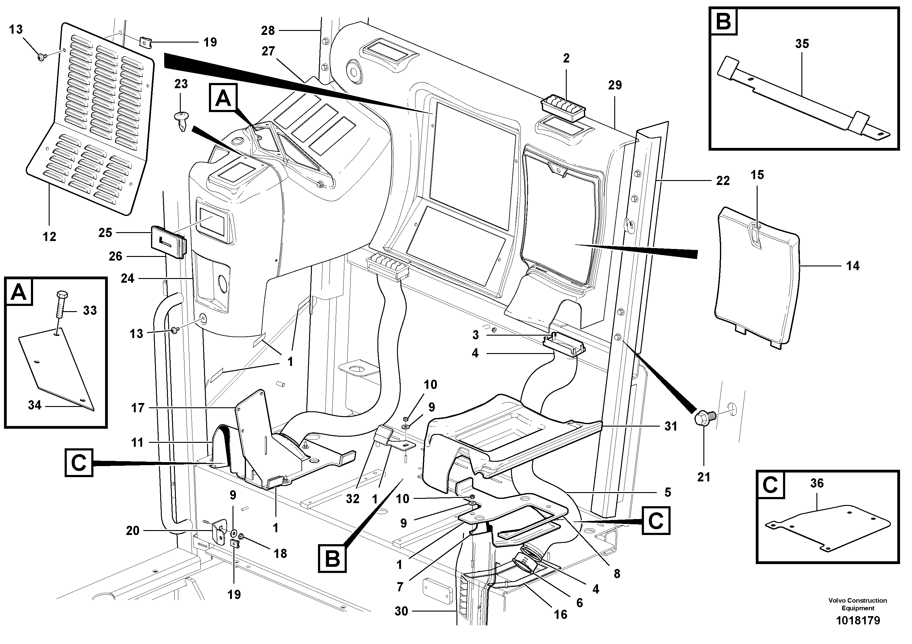 Схема запчастей Volvo G900 MODELS S/N 39300 - - 42907 Air Duct & Cab Interior Plastic 