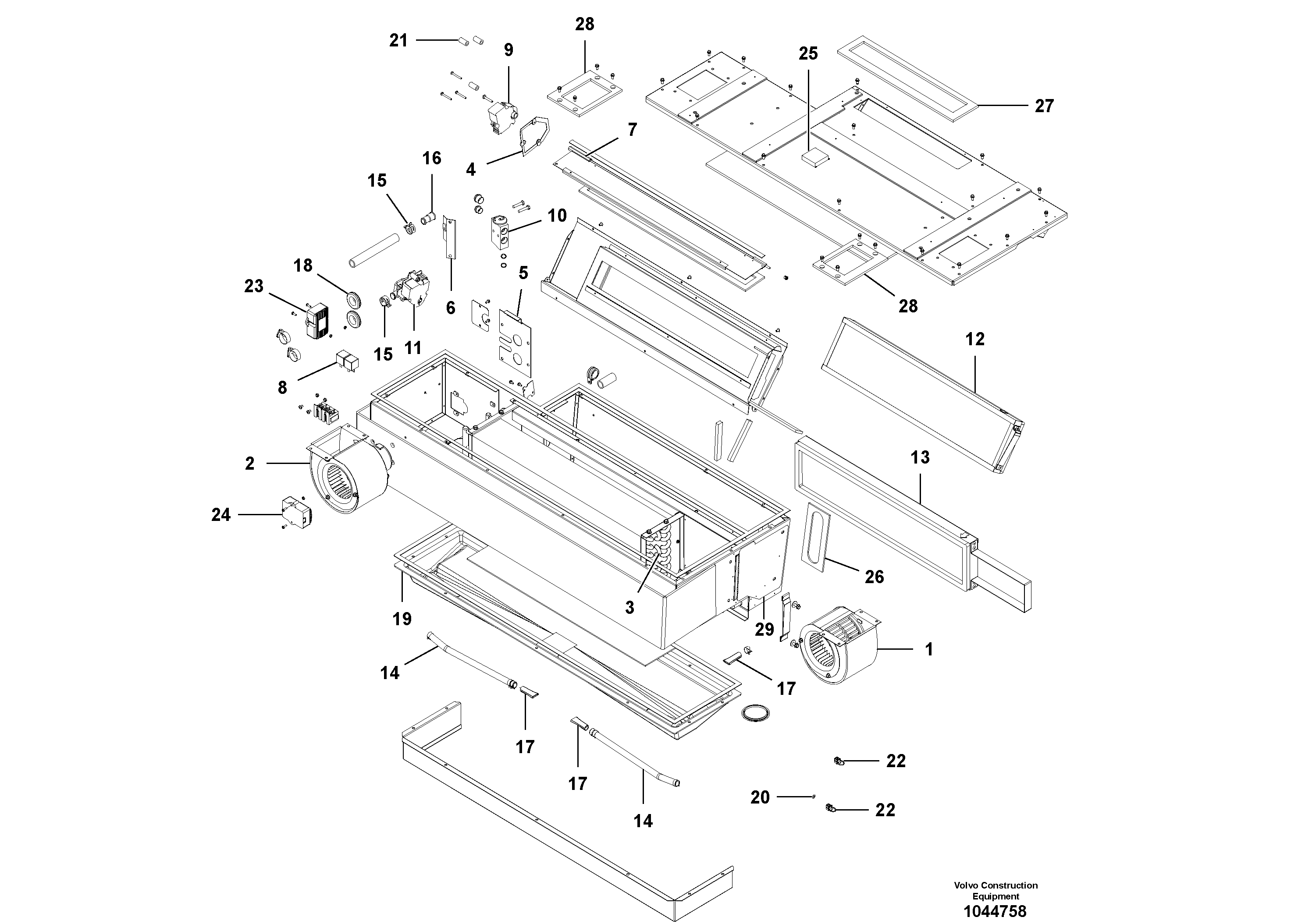 Схема запчастей Volvo G900 MODELS S/N 39300 - - 58024 Cab Heater & A/C Assembly 
