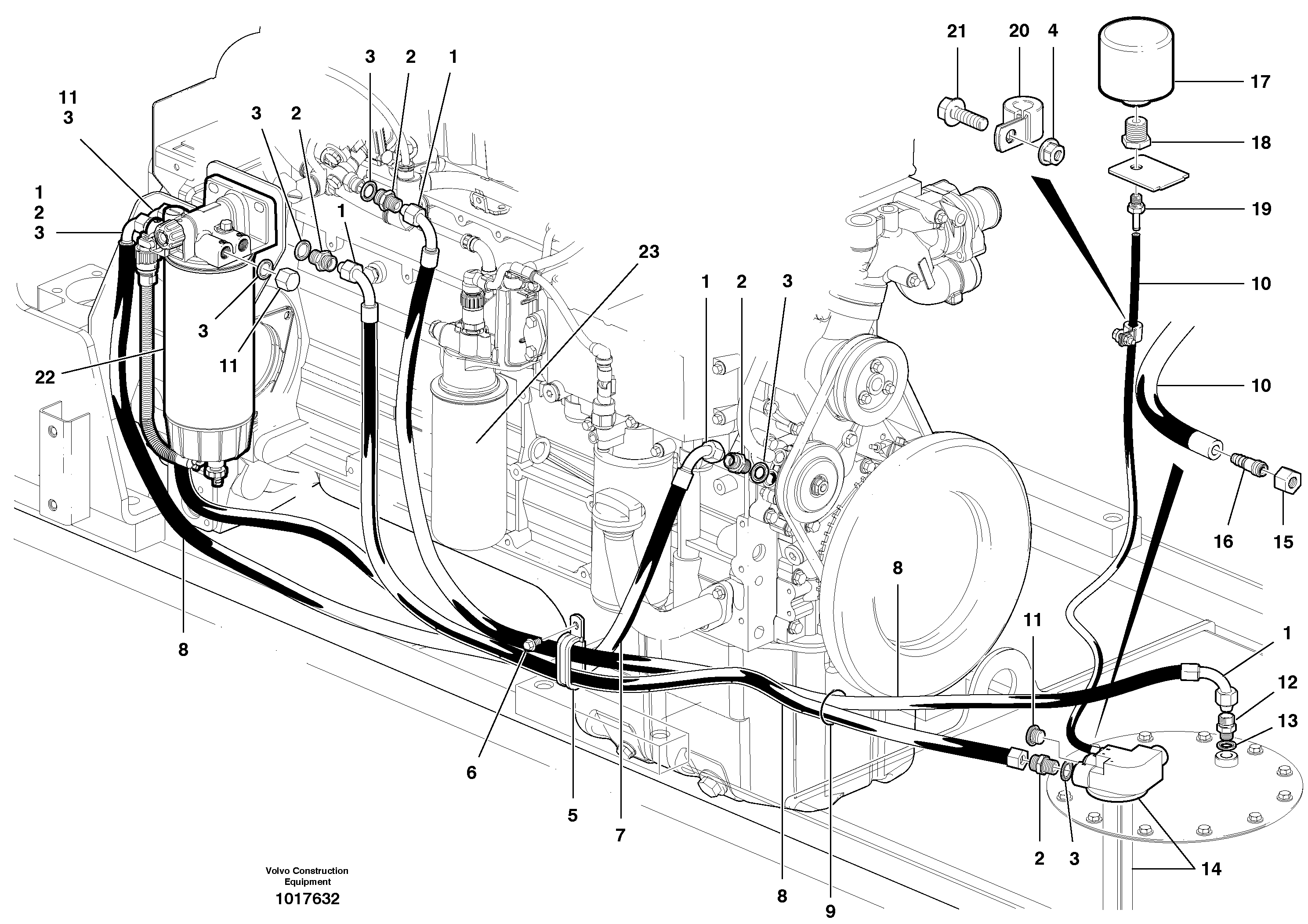 Схема запчастей Volvo G900 MODELS S/N 39300 - - 10682 Fuel circuits - D7 