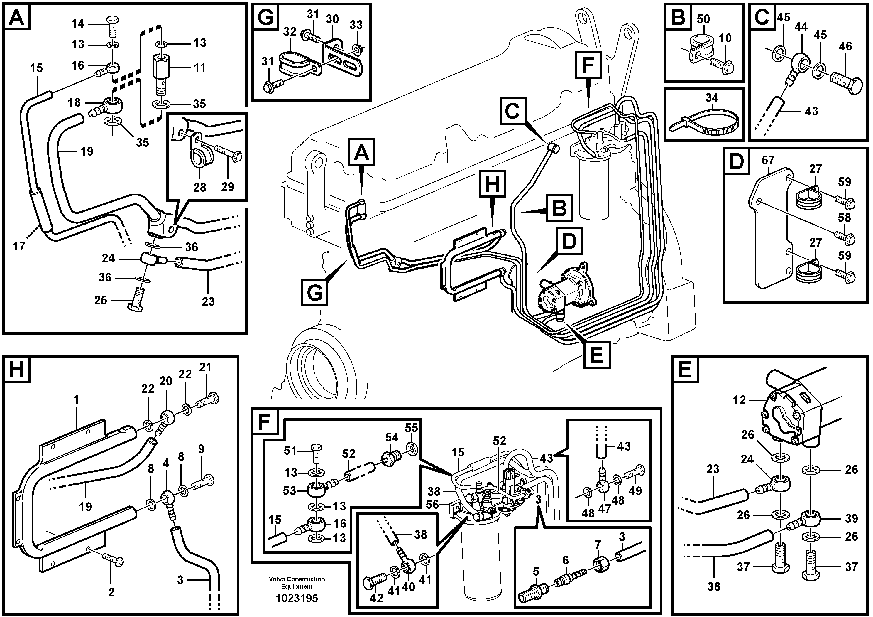 Схема запчастей Volvo G900 MODELS S/N 39300 - - 83357 Fuel pipes, fuel pump 