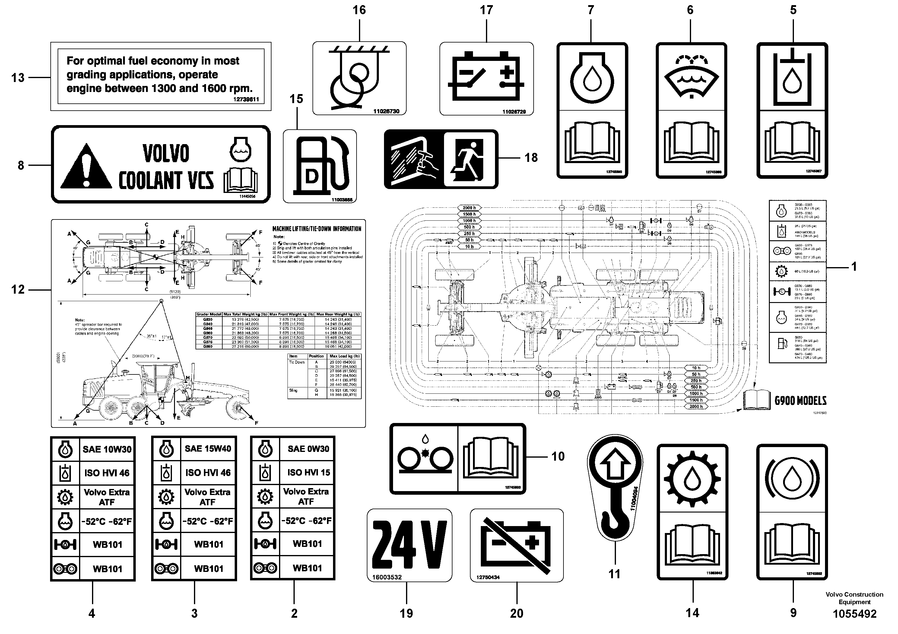 Схема запчастей Volvo G900 MODELS S/N 39300 - - 16969 Decals-information 