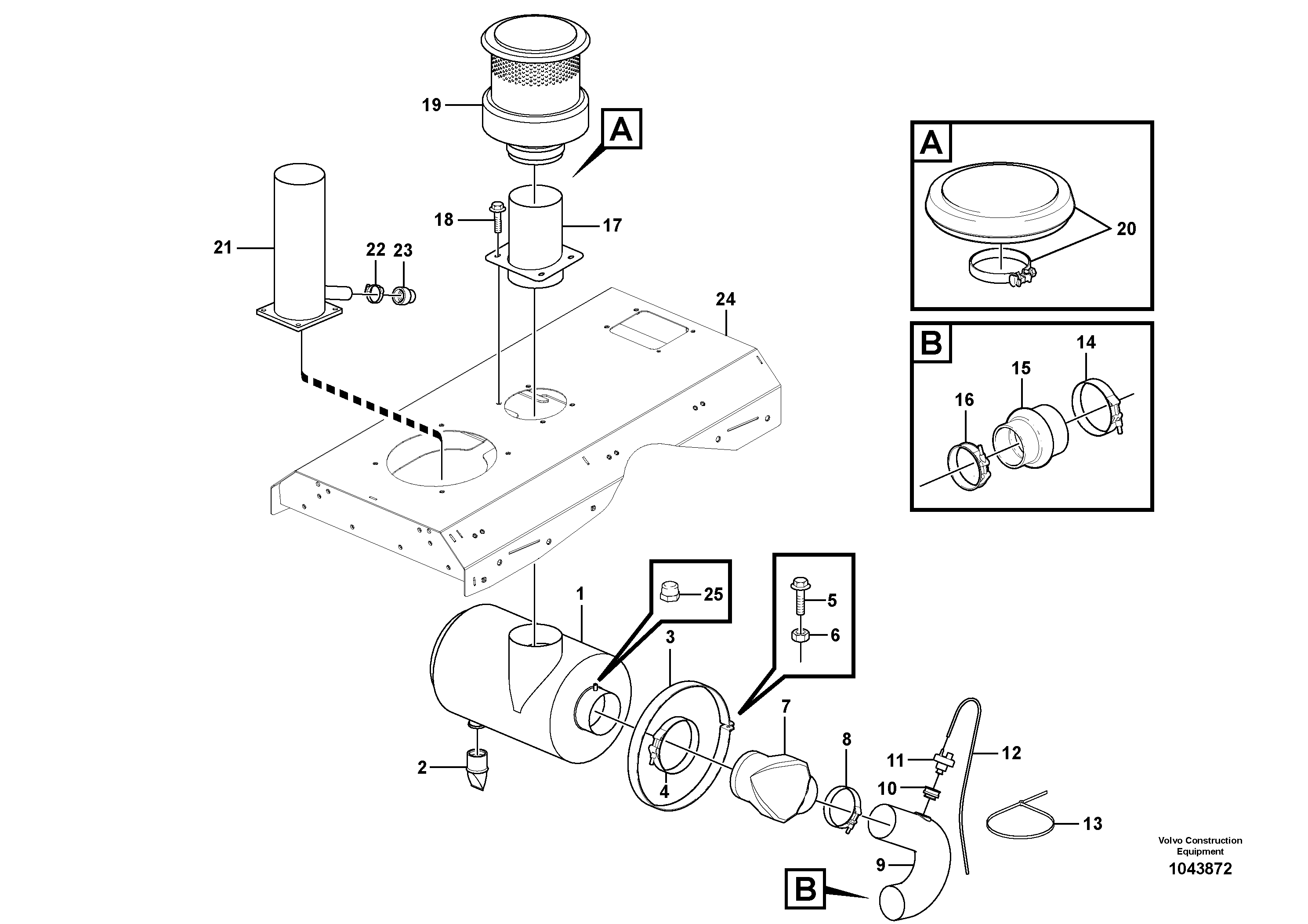 Схема запчастей Volvo G900 MODELS S/N 39300 - - 29211 Air cleaner and inlet assembly - D7 