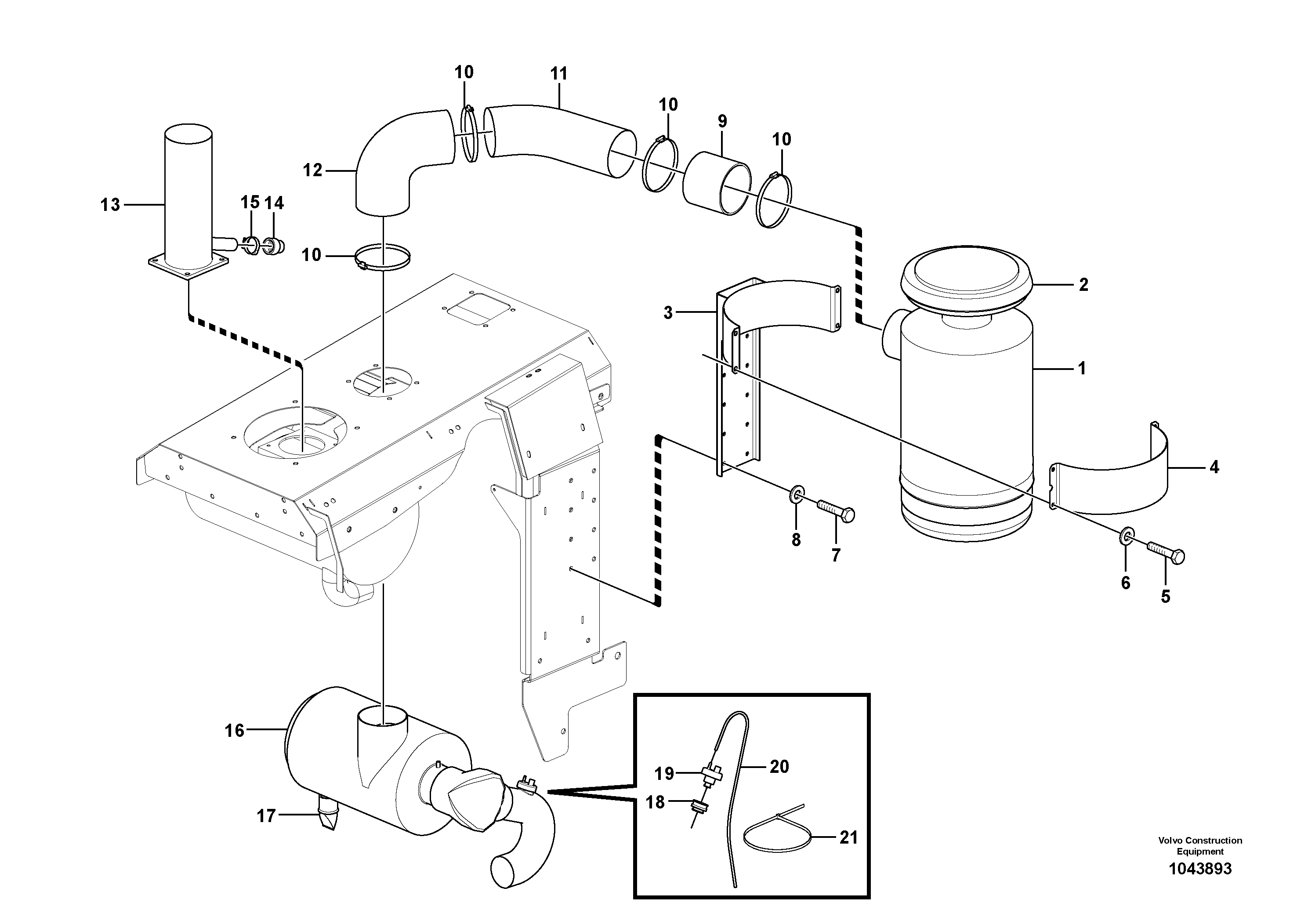Схема запчастей Volvo G900 MODELS S/N 39300 - - 29213 Oil bath air cleaner - D7 