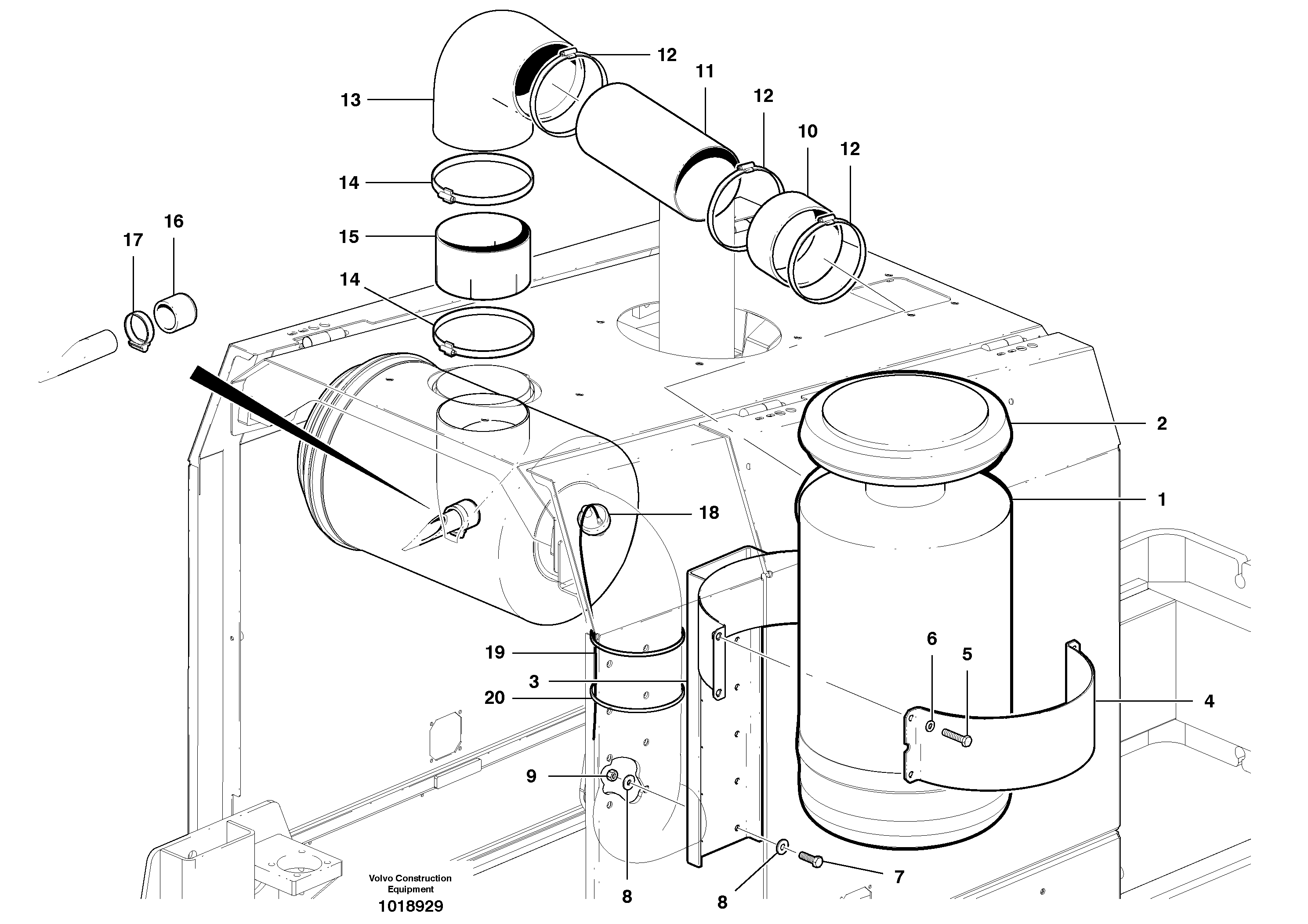 Схема запчастей Volvo G900 MODELS S/N 39300 - - 97391 Oil-bath air cleaner - D9 