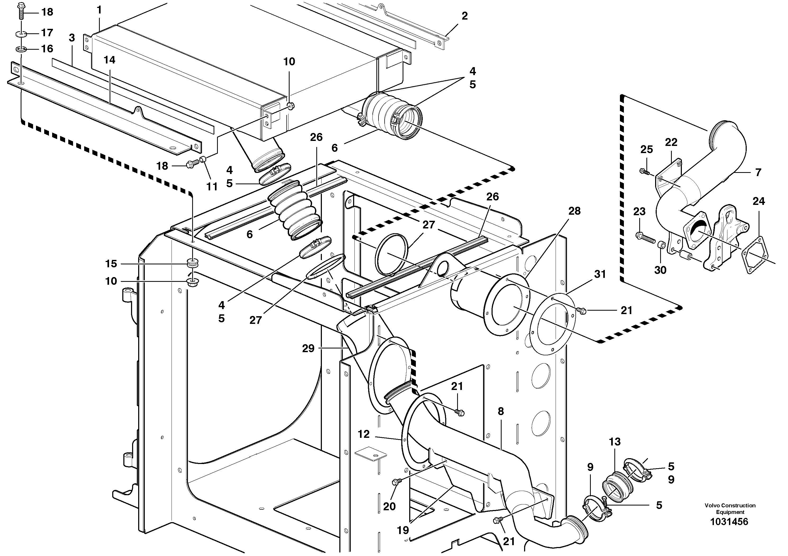 Схема запчастей Volvo G900 MODELS S/N 39300 - - 48261 Intercooler with connectors - D7 