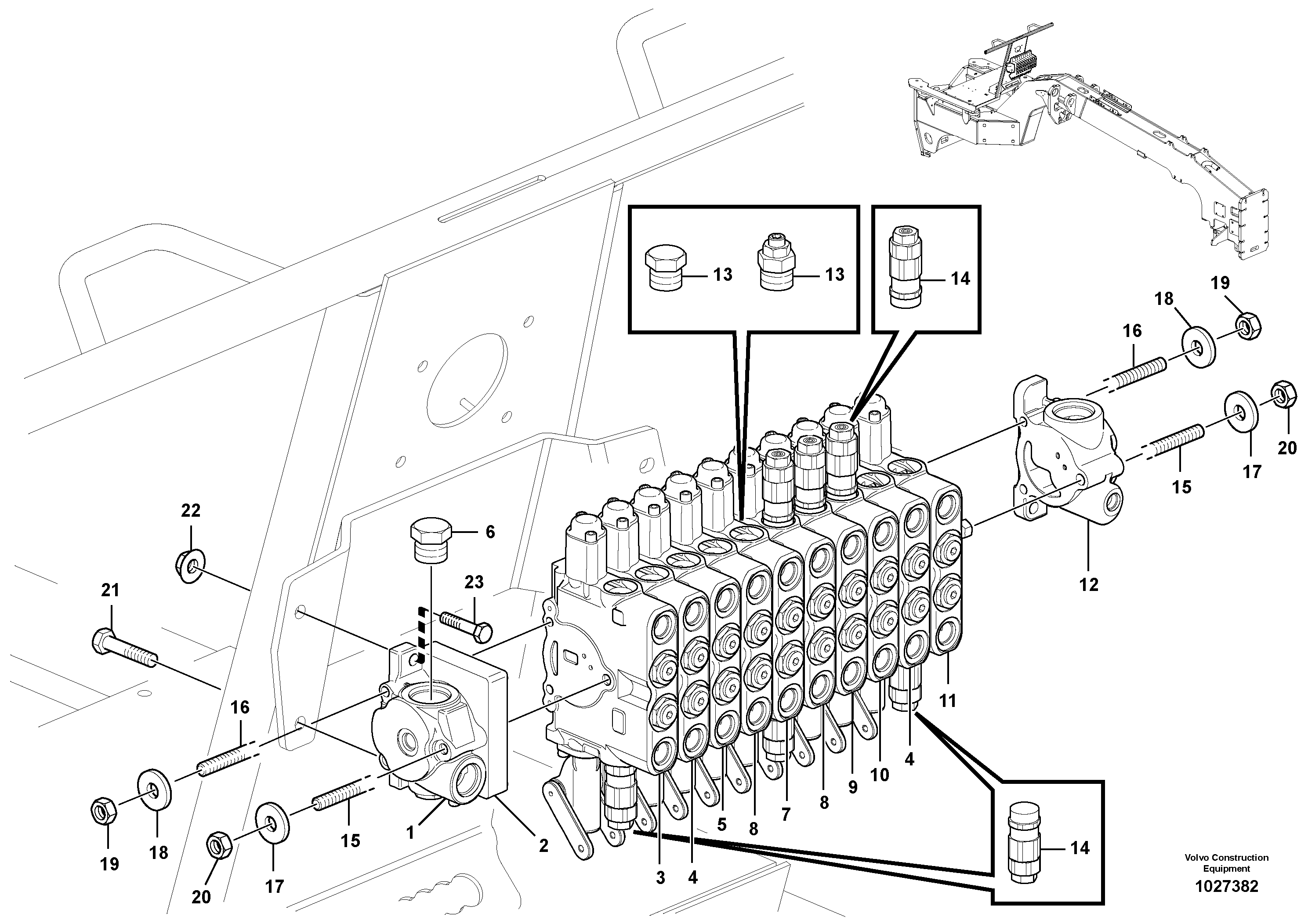 Схема запчастей Volvo G900 MODELS S/N 39300 - - 104584 Manifold valve - D9 
