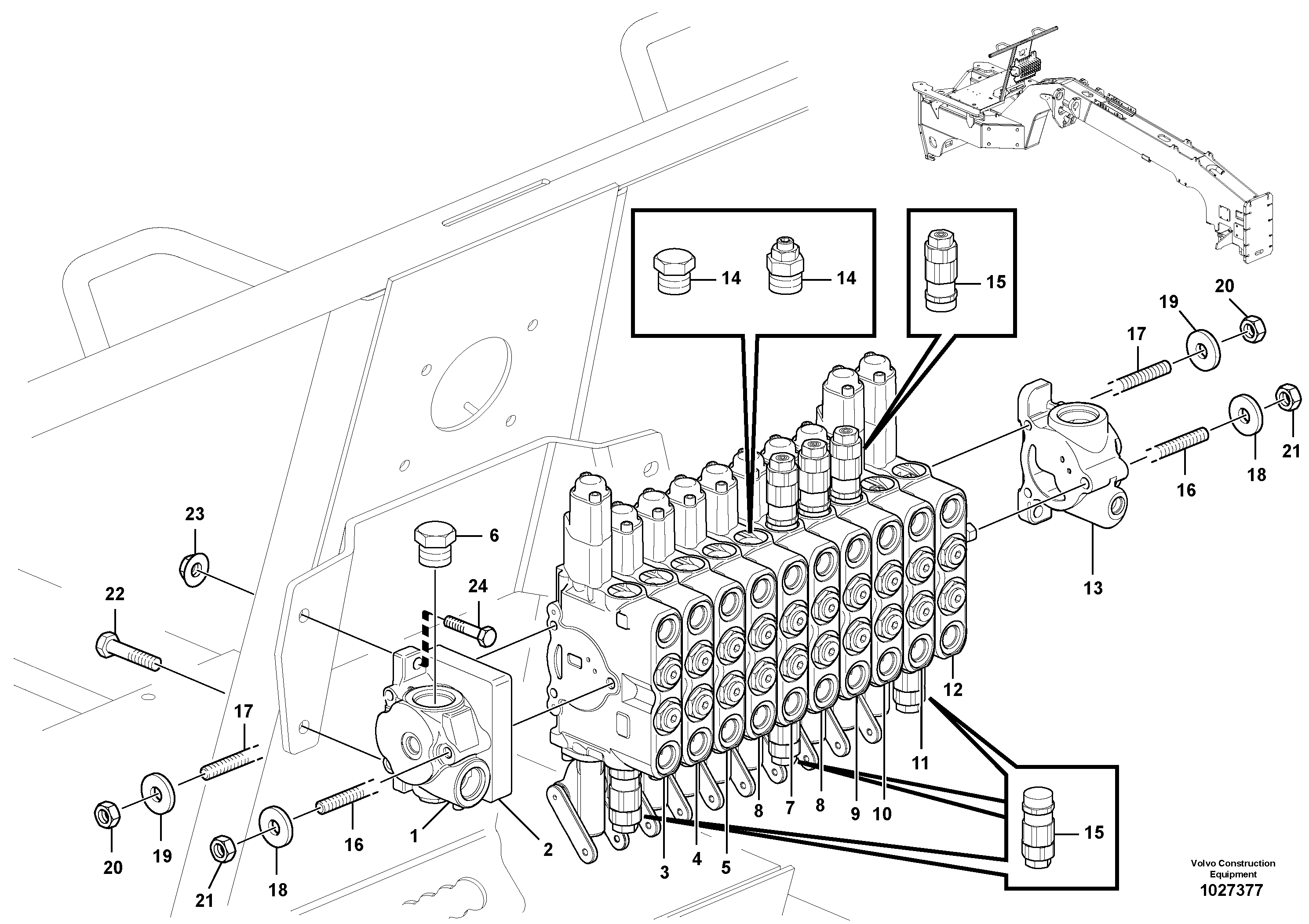 Схема запчастей Volvo G900 MODELS S/N 39300 - - 104961 Manifold valve - D7 