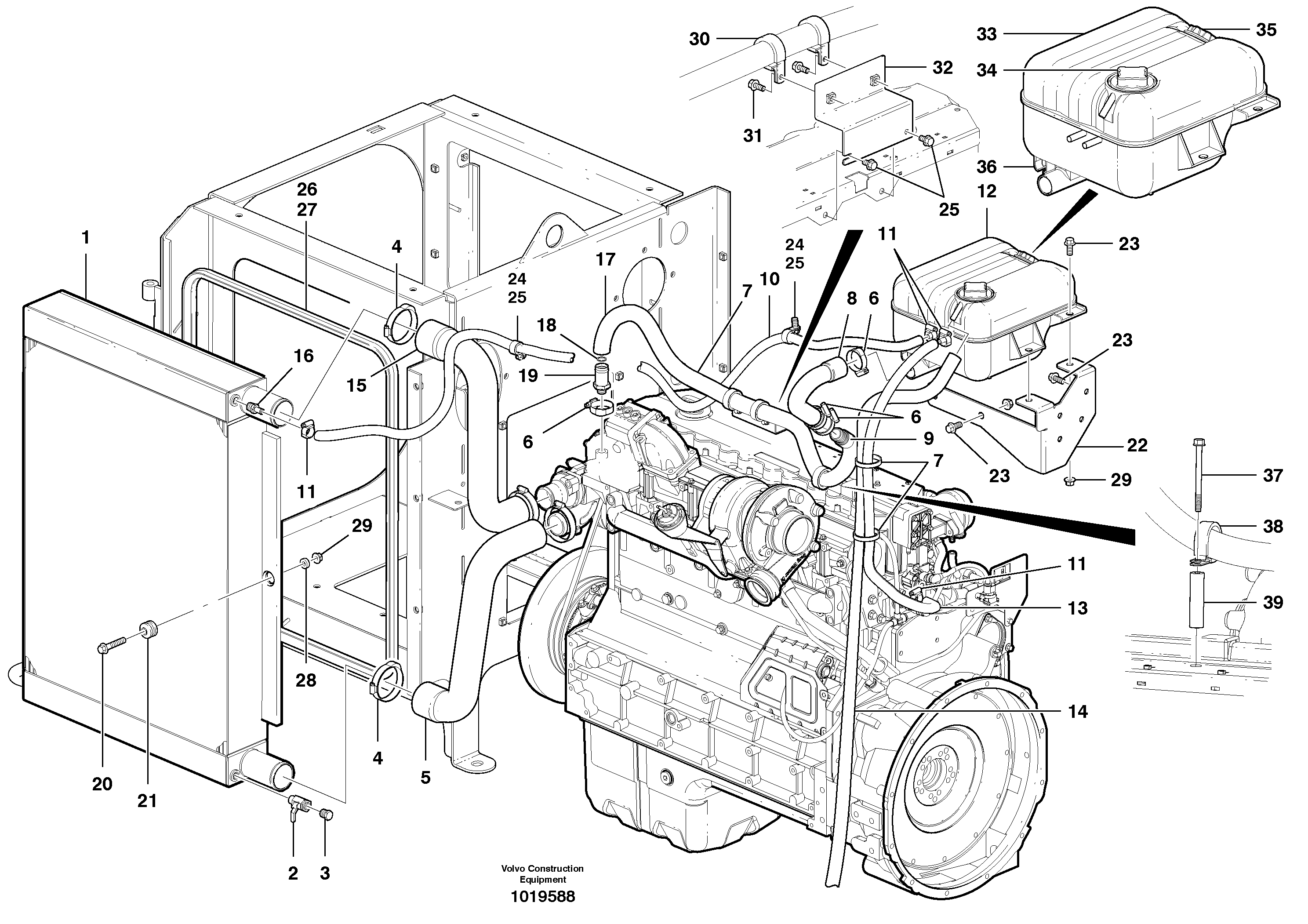Схема запчастей Volvo G900 MODELS S/N 39300 - - 78854 Radiator installation - D7 