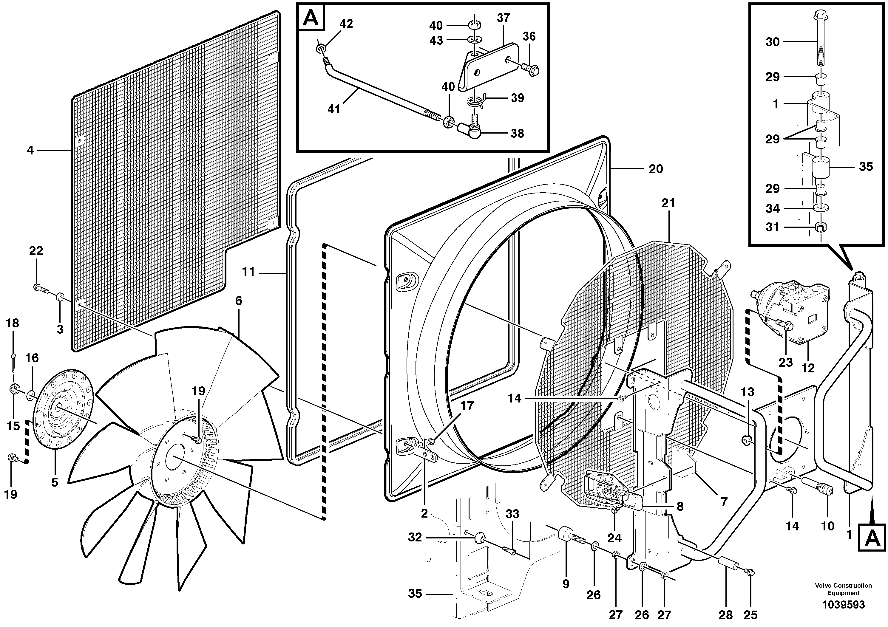 Схема запчастей Volvo G900 MODELS S/N 39300 - - 26044 Fan housing 