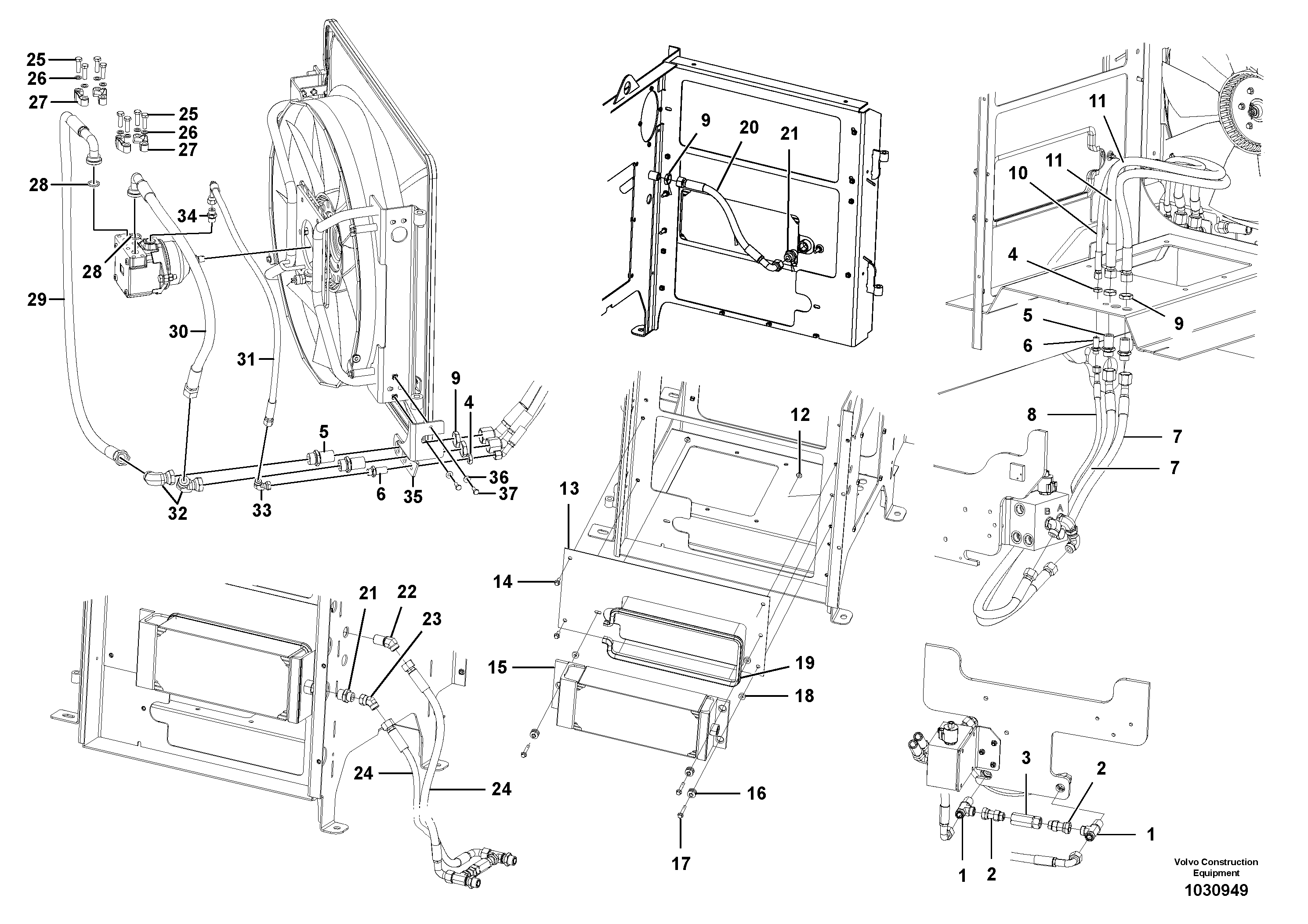 Схема запчастей Volvo G900 MODELS S/N 39300 - - 3372 Fan circuit - rear 