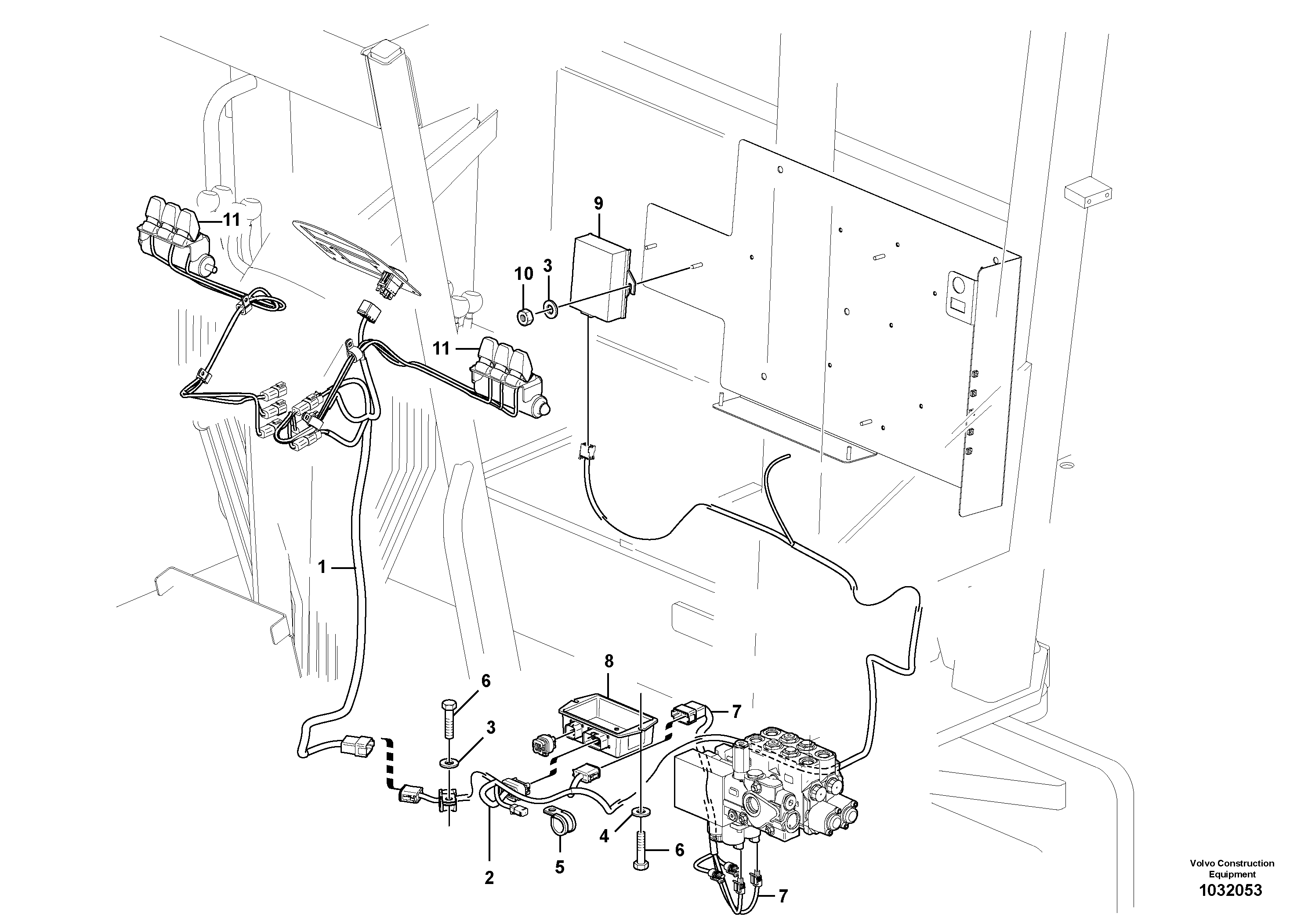 Схема запчастей Volvo G900 MODELS S/N 39300 - - 3382 Auxiliary Valve Electrical - Front 