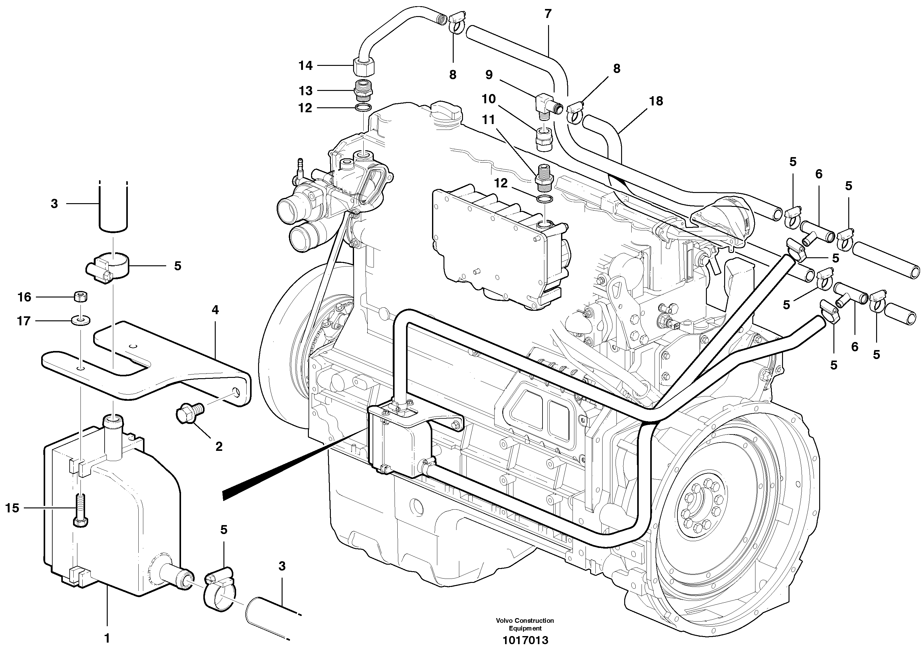 Схема запчастей Volvo G900 MODELS S/N 39300 - - 42702 Recirculating coolant heater installation - D7 