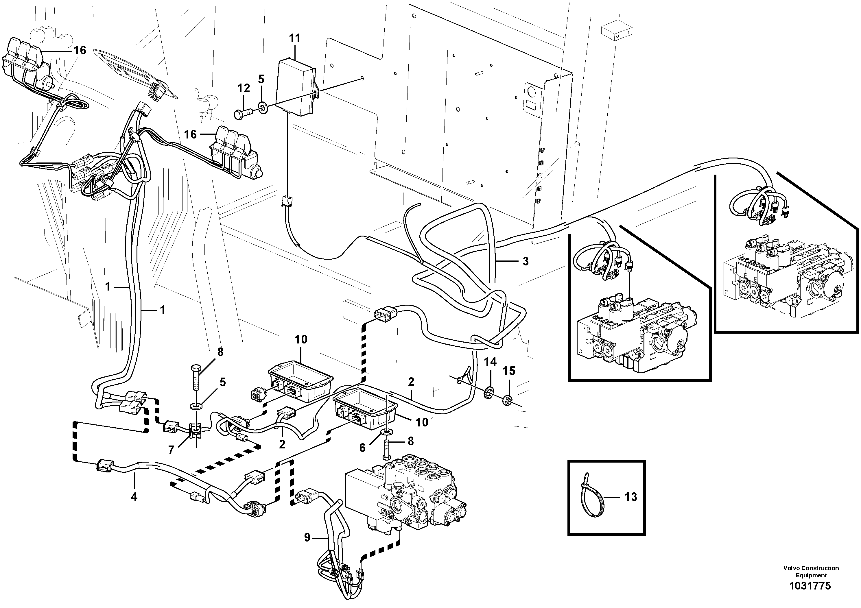 Схема запчастей Volvo G900 MODELS S/N 39300 - - 40702 Auxiliary Valve Electrical - Front & Rear 