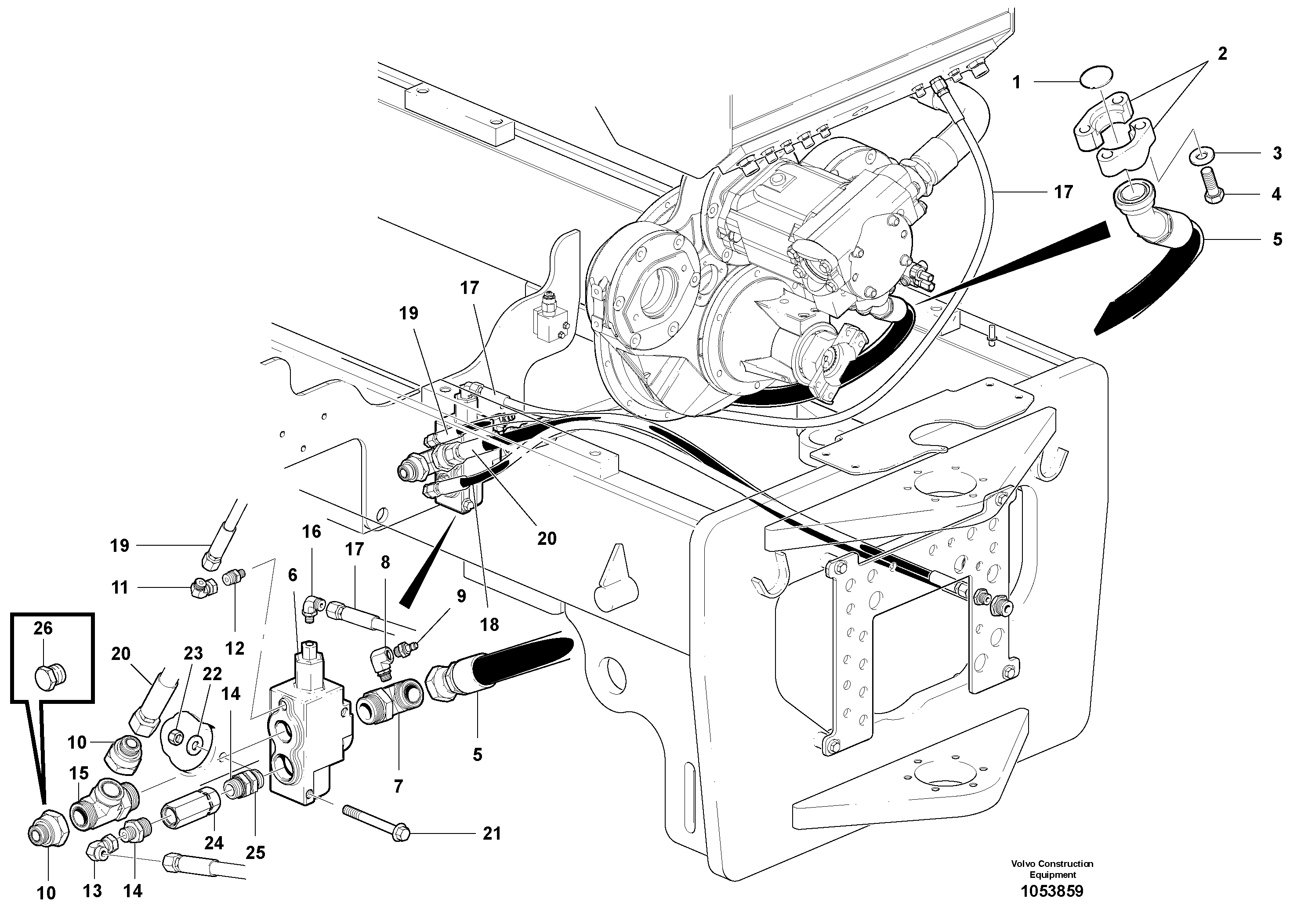 Схема запчастей Volvo G900 MODELS S/N 39300 - - 77708 Priority valve and plumbing 