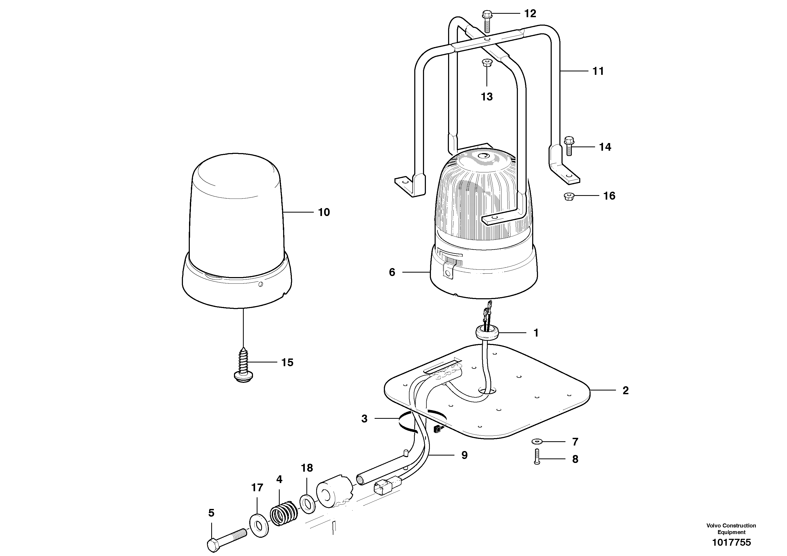 Схема запчастей Volvo G900 MODELS S/N 39300 - - 106753 Rotating Beacon/stroboscope 