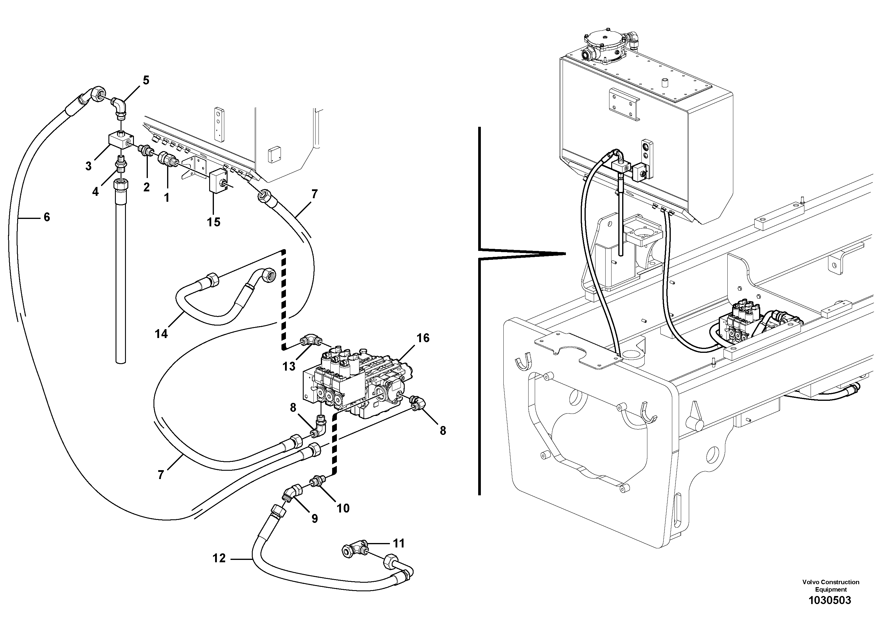 Схема запчастей Volvo G900 MODELS S/N 39300 - - 102320 Auxiliary 3 Bank Circuit - tank to valve 