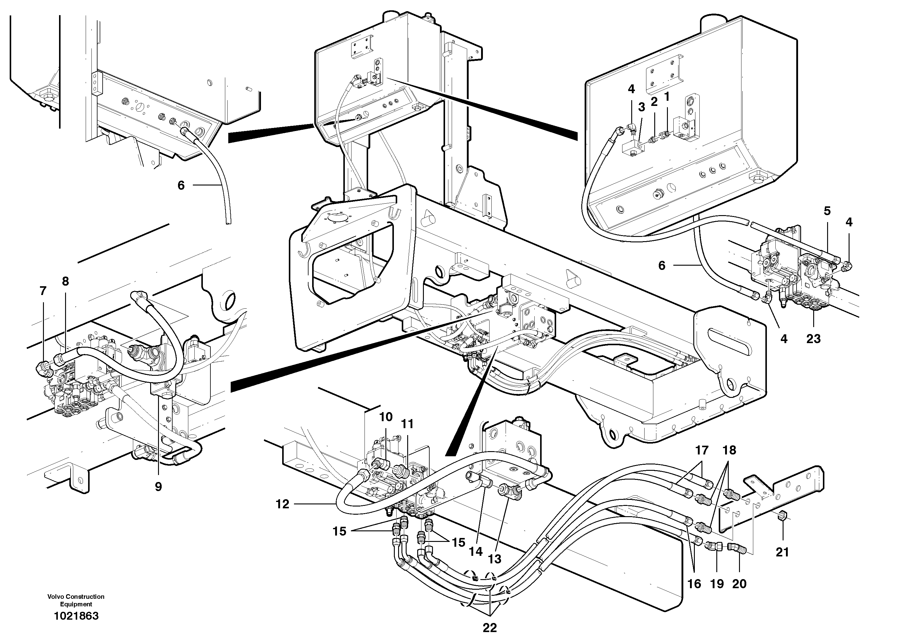 Схема запчастей Volvo G900 MODELS S/N 39300 - - 102369 Two Bank Auxiliary Circuits - Rear 