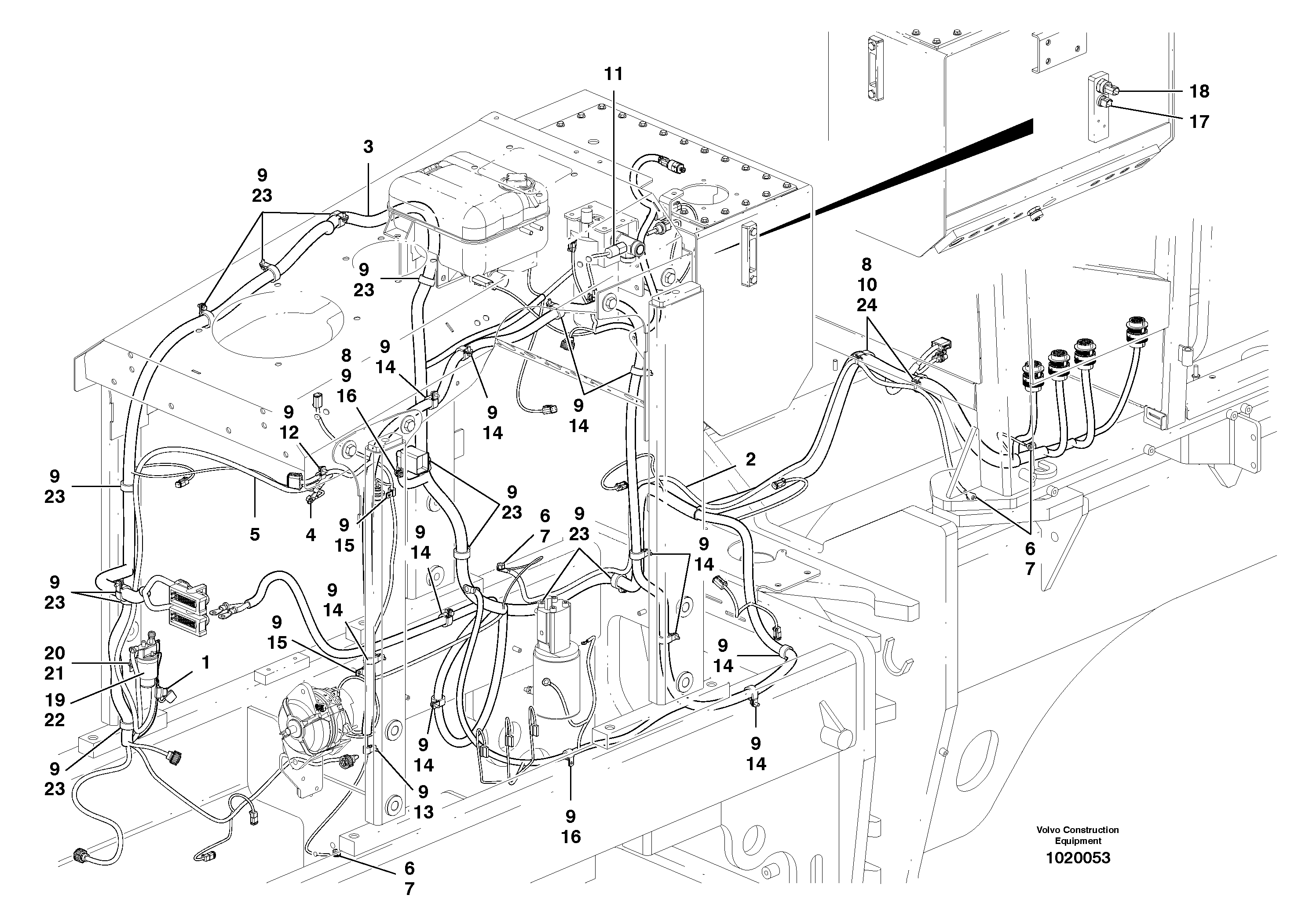 Схема запчастей Volvo G900 MODELS S/N 39300 - - 35876 Cable Harness - Rear - D7 