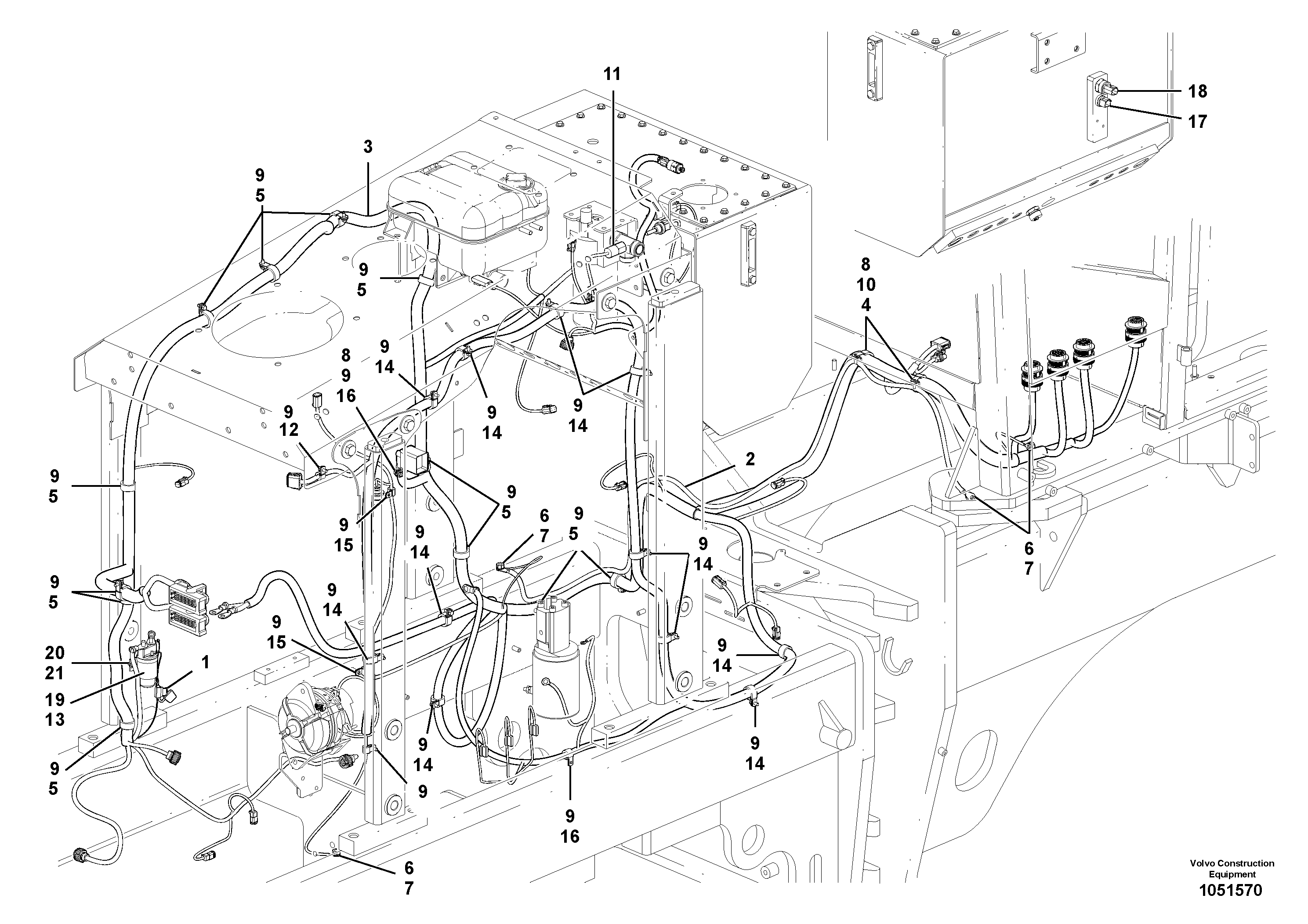 Схема запчастей Volvo G900 MODELS S/N 39300 - - 35880 Cable Harness - Rear - D7 