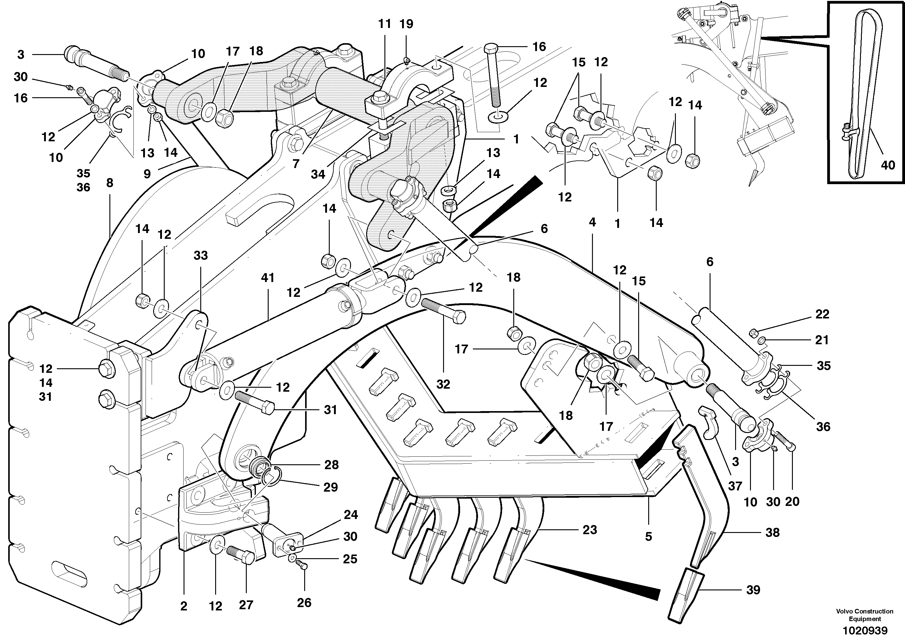 Схема запчастей Volvo G900 MODELS S/N 39300 - - 80951 Mid mount scarifier 