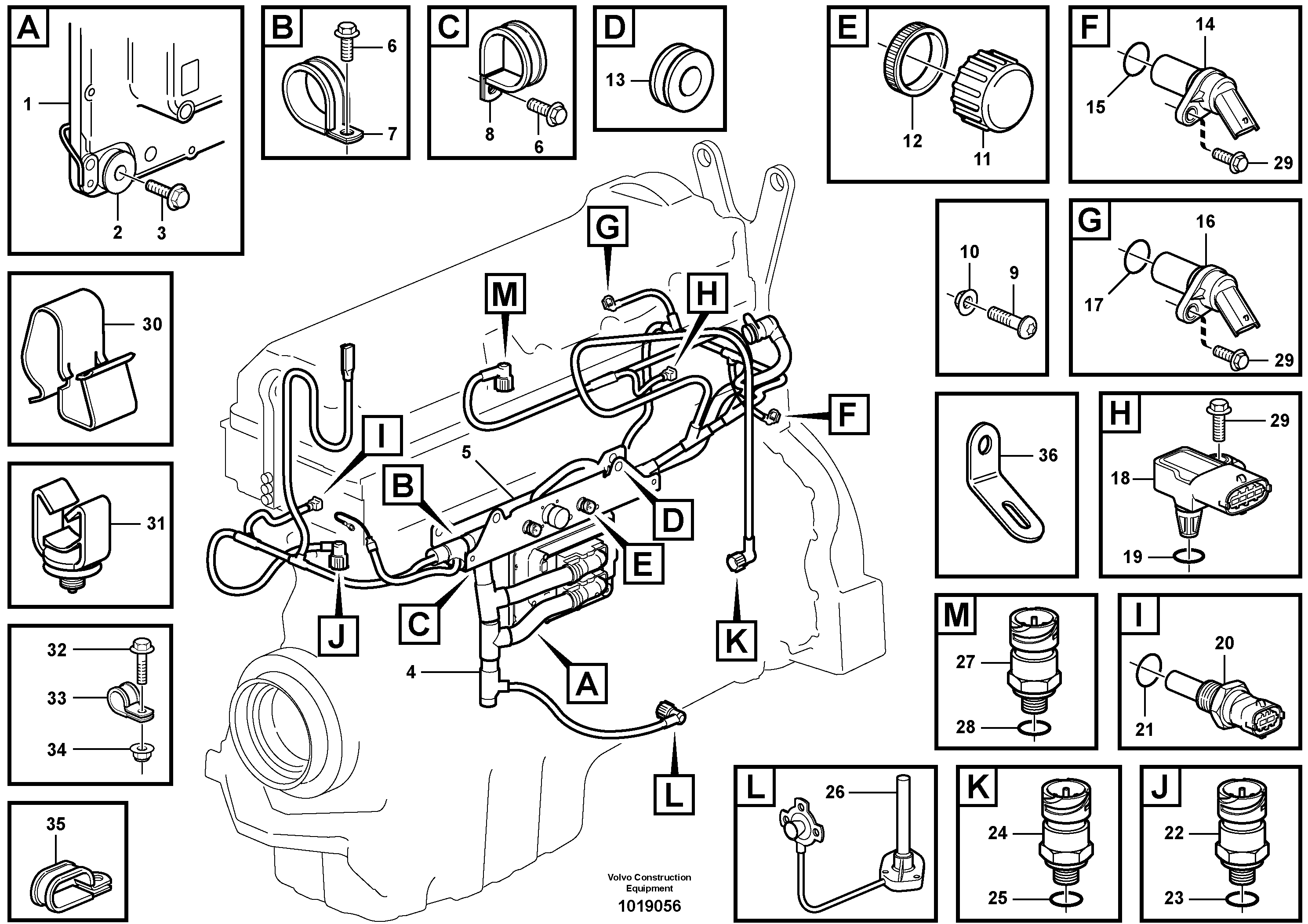 Схема запчастей Volvo G900 MODELS S/N 39300 - - 81565 Cable Harness - Engine ECU - D9 