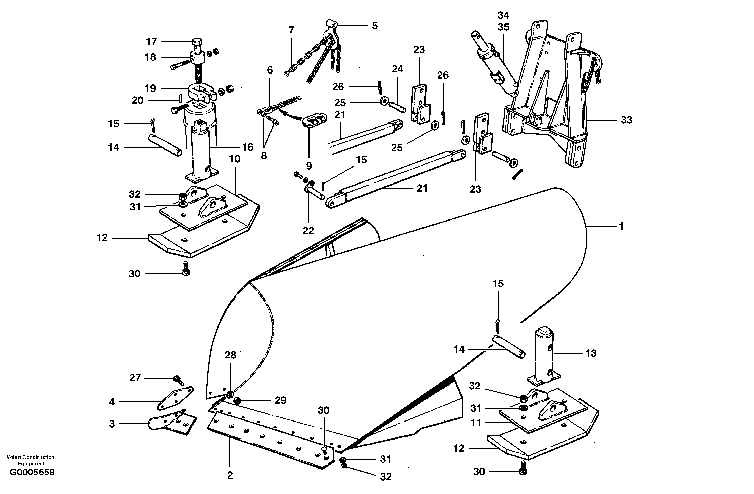 Схема запчастей Volvo G700 MODELS S/N 33000 - - 47838 Chain lift v-plow 