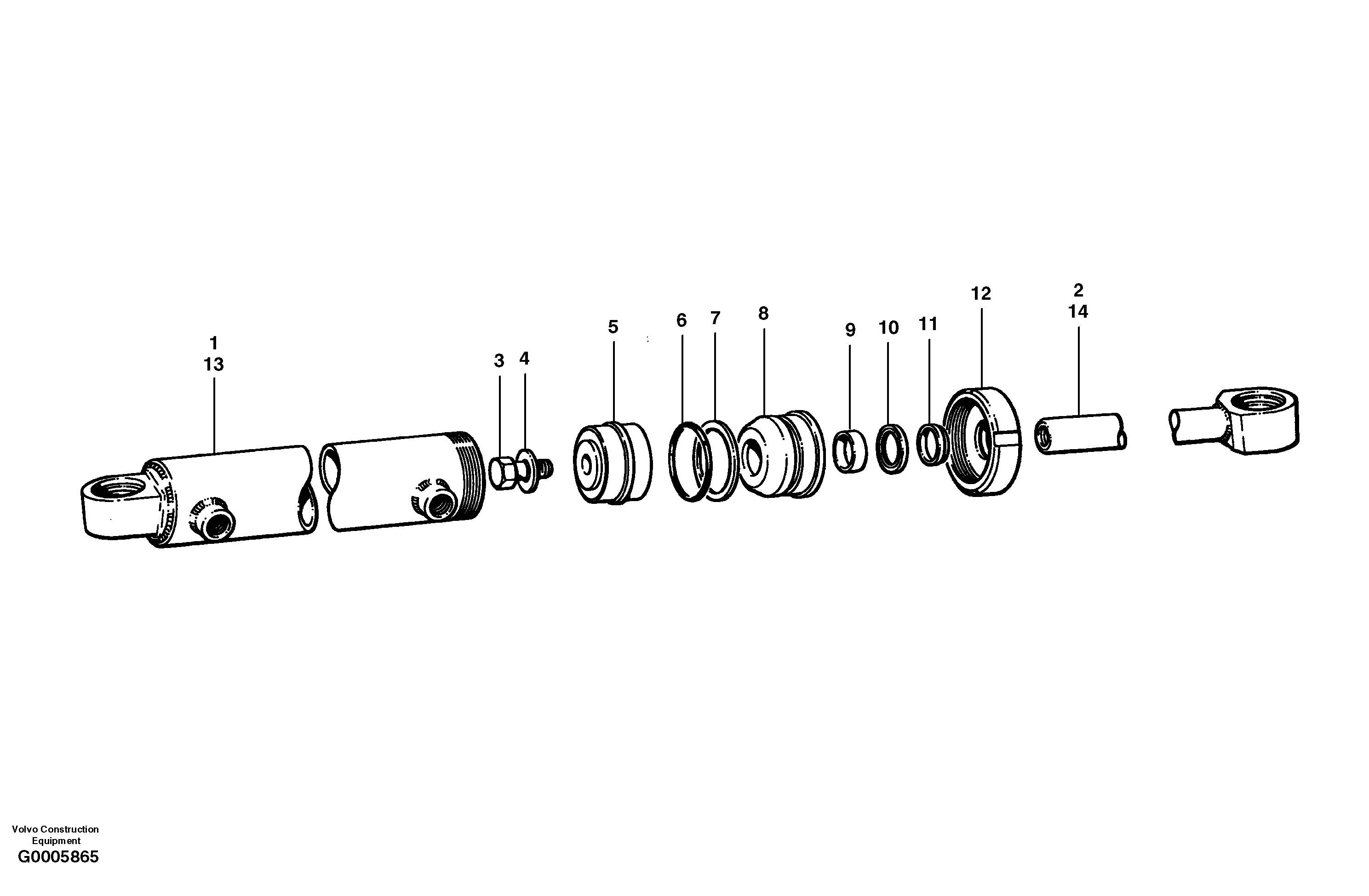 Схема запчастей Volvo G700 MODELS S/N 33000 - - 13184 Blade tilt cylinder 
