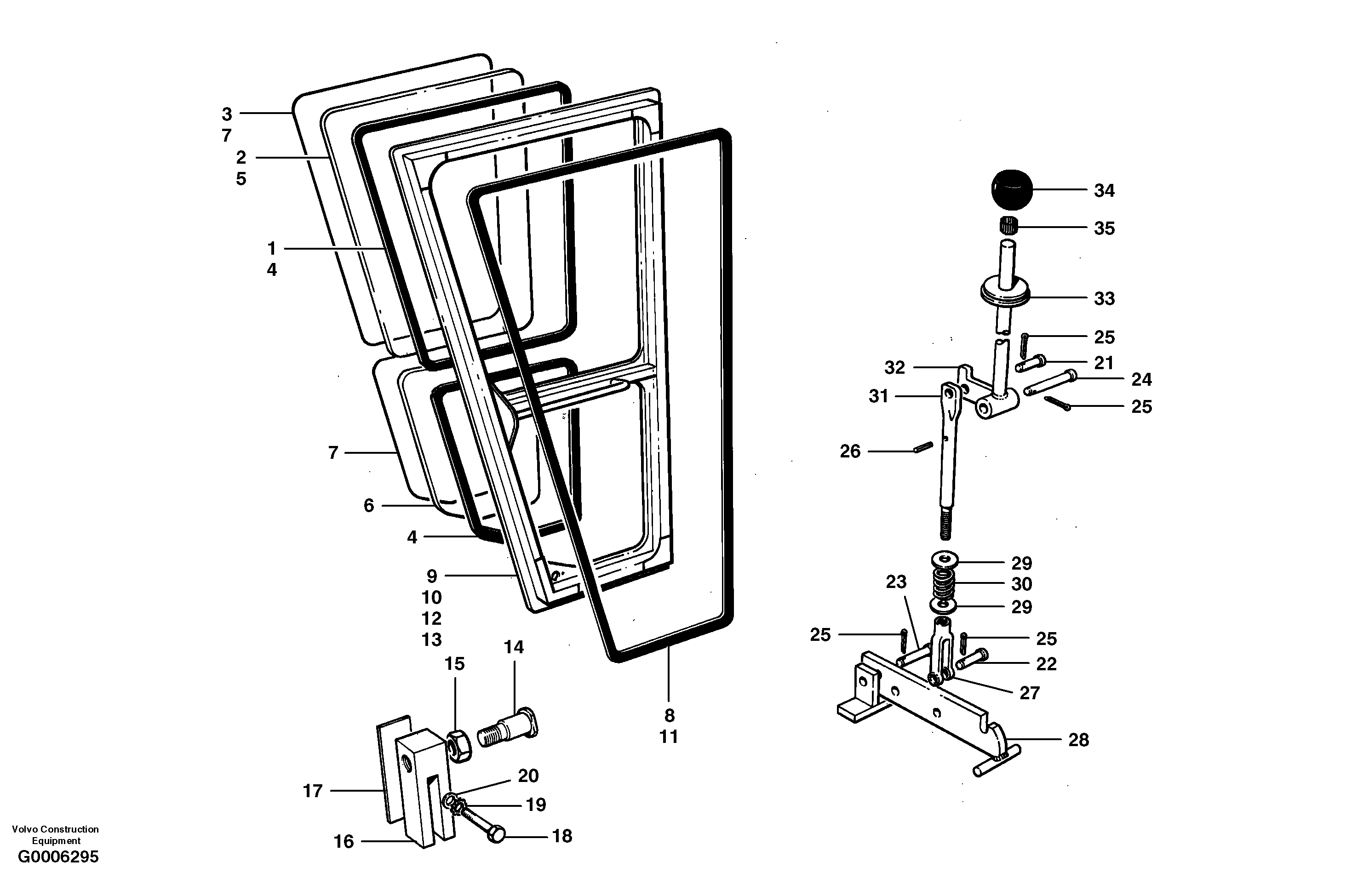 Схема запчастей Volvo G700 MODELS S/N 33000 - - 53177 Doors and latch 