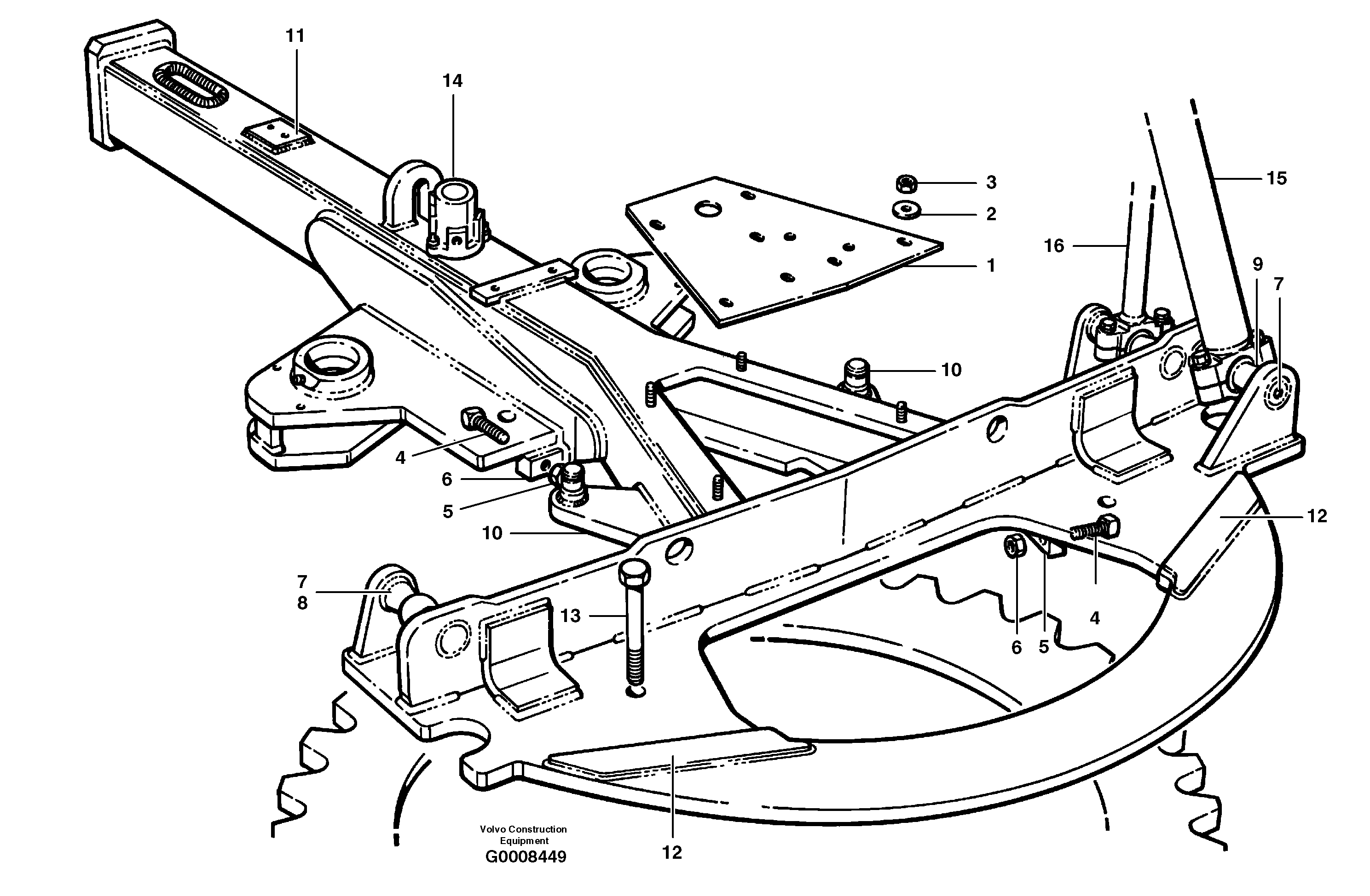 Схема запчастей Volvo G700B MODELS S/N 35000 - - 59122 Drawbar - rear - MBCS 