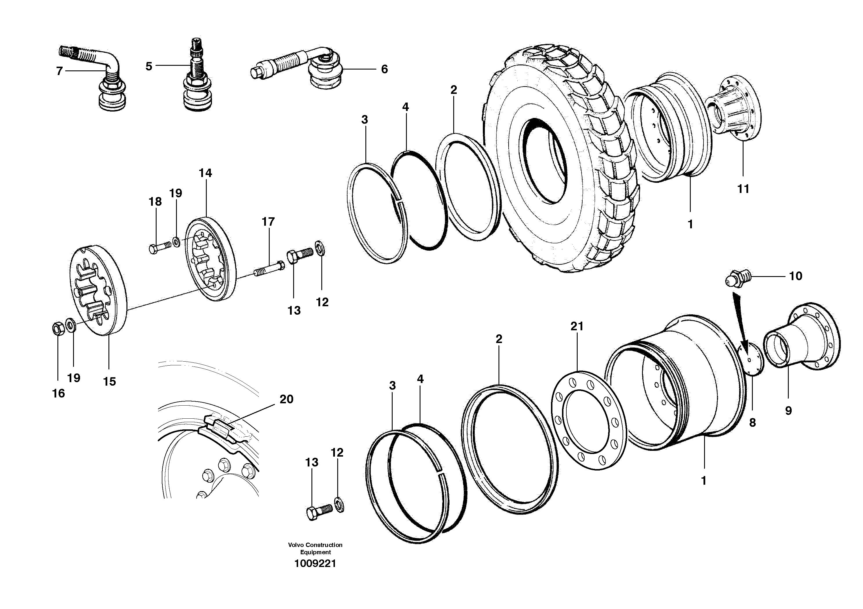 Схема запчастей Volvo G700B MODELS S/N 35000 - - 58107 Wheels and rims 