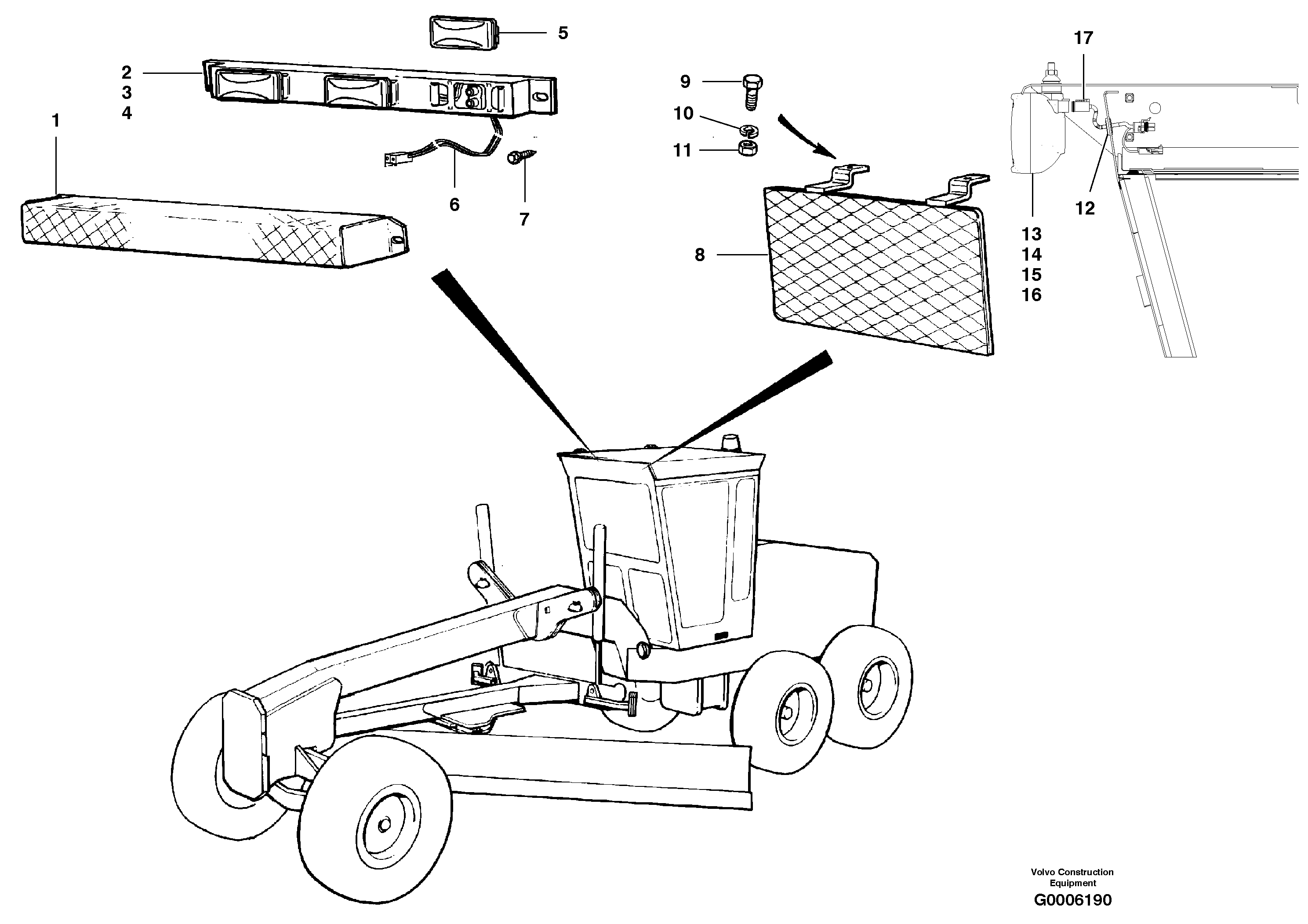 Схема запчастей Volvo G700B MODELS S/N 35000 - - 58926 Lights - front 